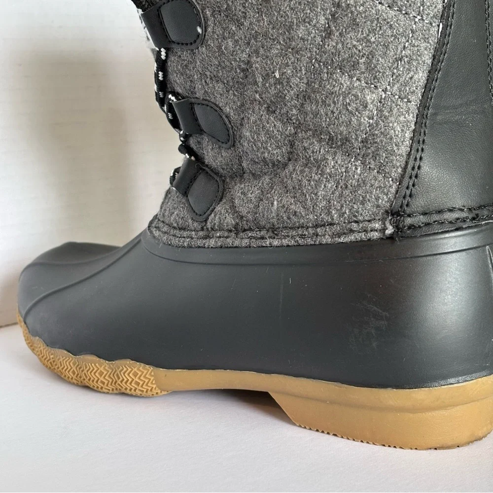 Kolili Duck Inspired Gray and Black Winter Boots Size 7 EUC Waterproof Insulated